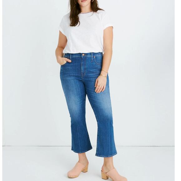 Madewell Womens Cali Demi Boot Crop Jeans Glendale Wash 37 Plus Size Curvy Fit - Picture 1 of 6